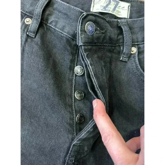 Free People Black washed Jeans Womens 27 High Rise Ripped Straight Leg - Picture 7 of 13